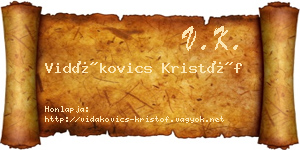 Vidákovics Kristóf névjegykártya